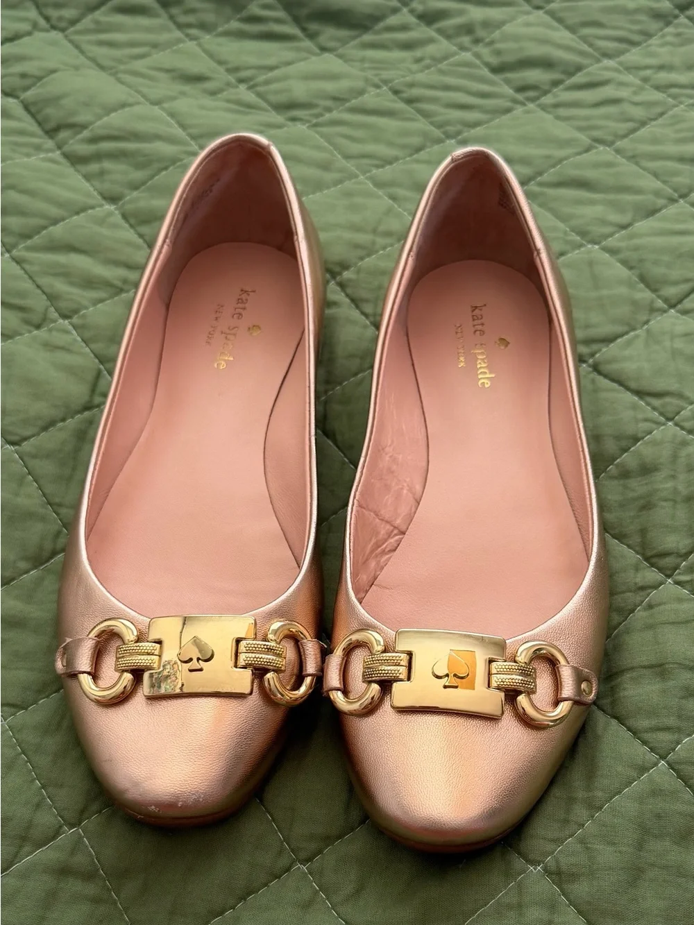 Kate Spade Metallic Blush Rose Gold Ballet Flats | Size 7.5 Leather